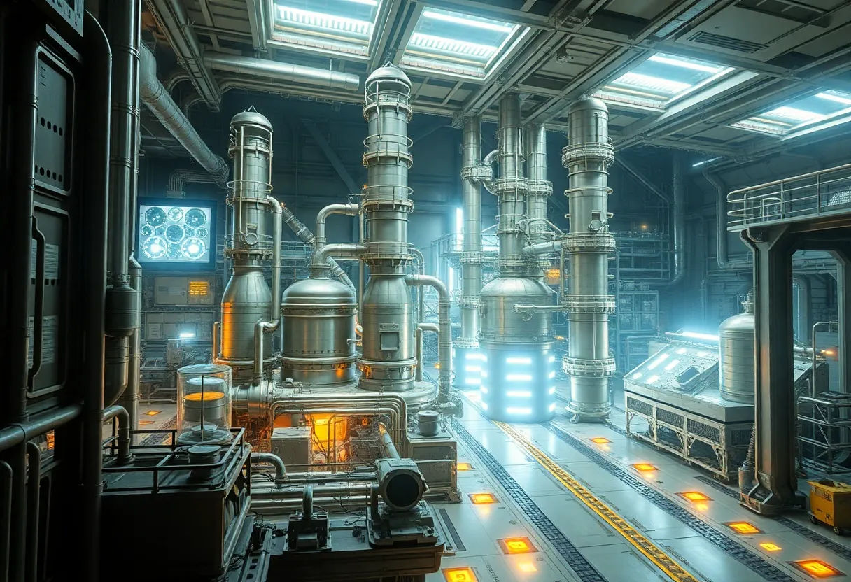 Space resource processing facility, industrial refinery in zero gravity