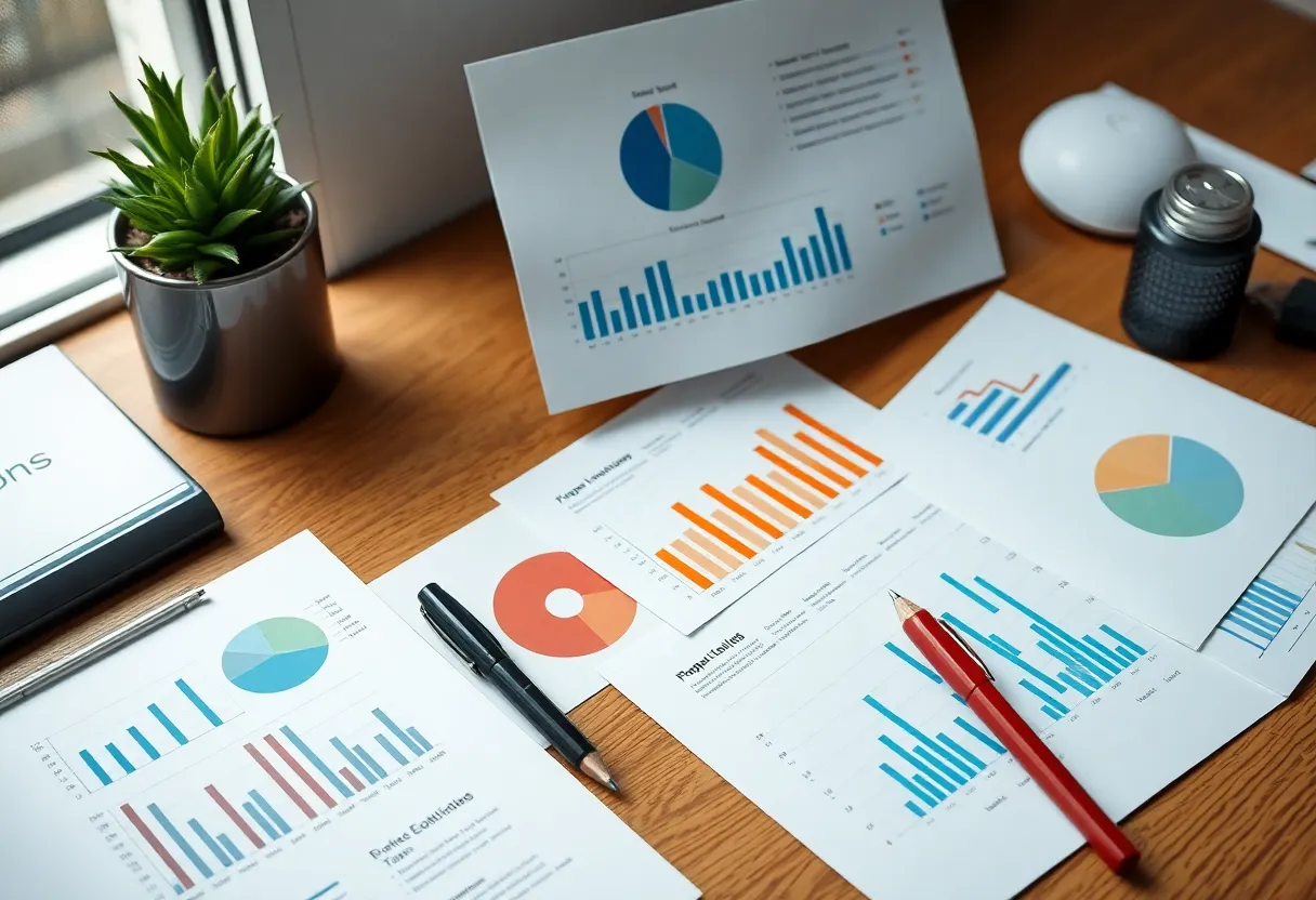 Research data and charts about work productivity