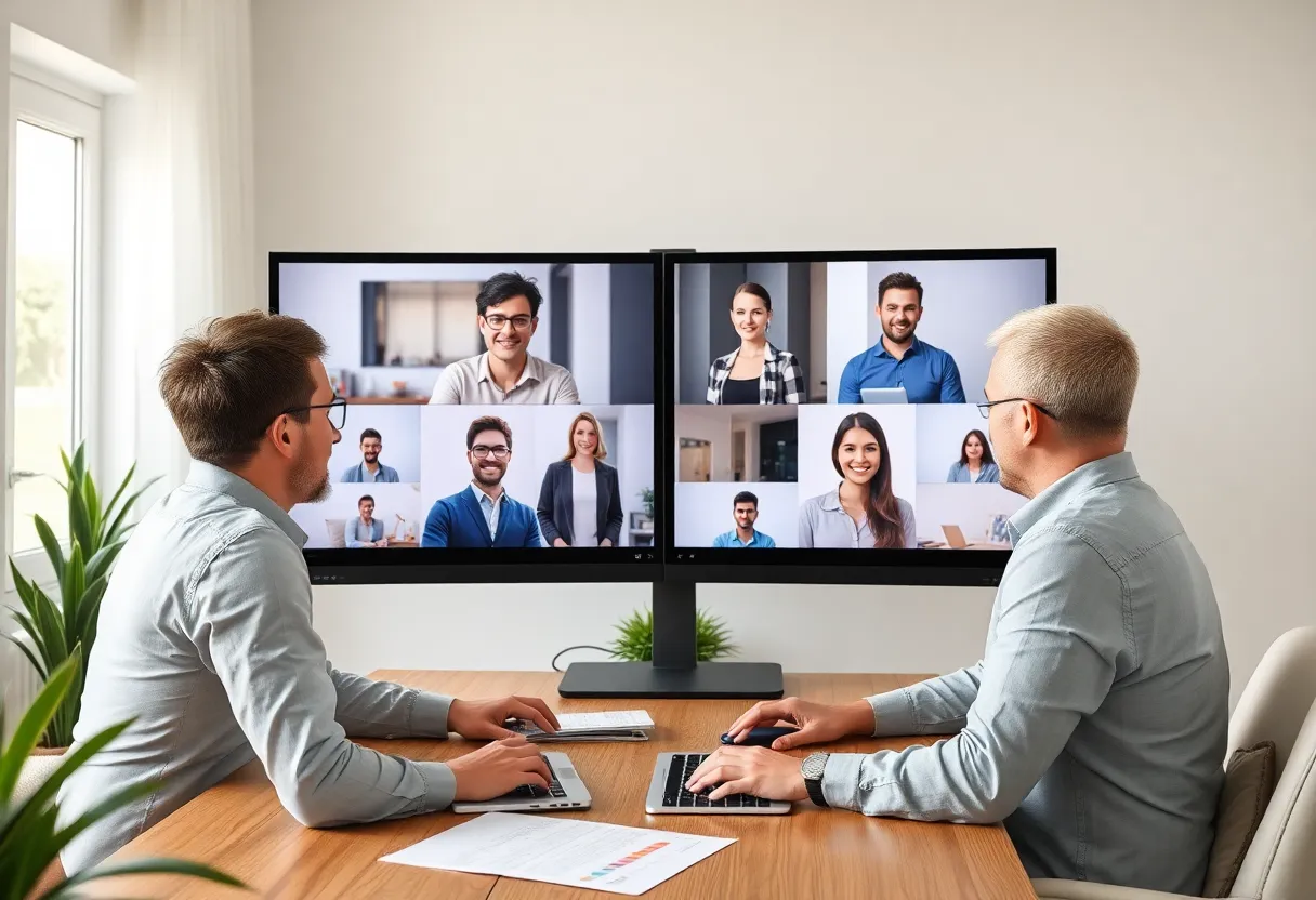 Remote team collaboration on video call and shared documents