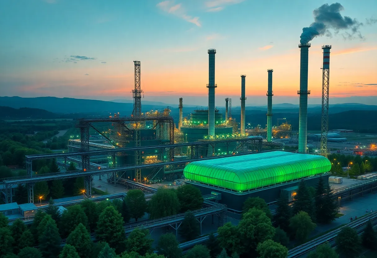 Carbon capture or green industrial plant, clean tech infrastructure