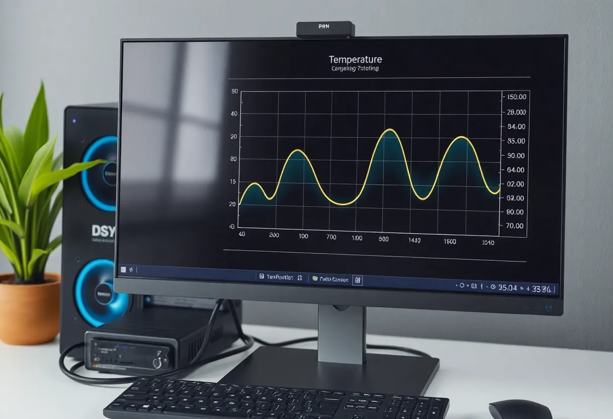 Temperature and fan curve on monitor, PC cooling performance