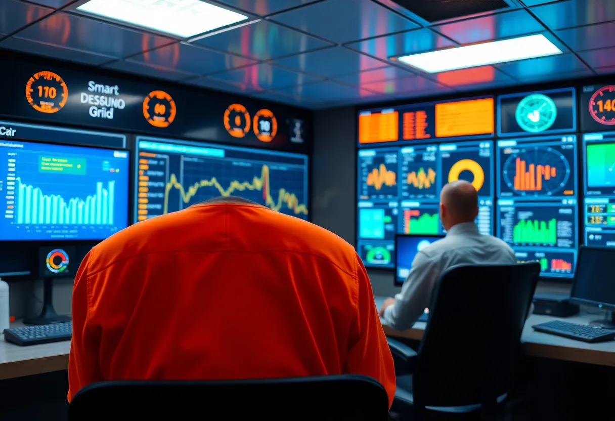 Smart grid control room or energy demand dashboard