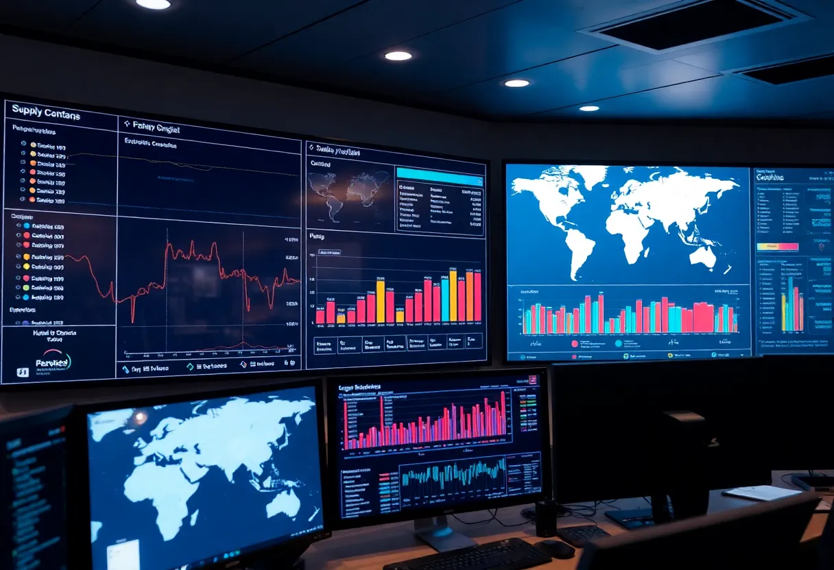 Supply chain dashboard with real-time visibility and shipment tracking