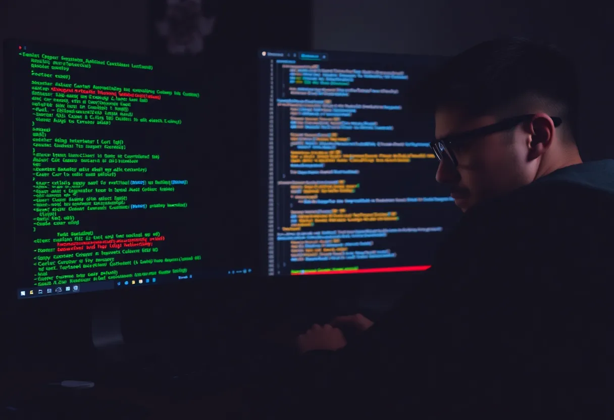 Developer debugging broken automation pipeline and error logs