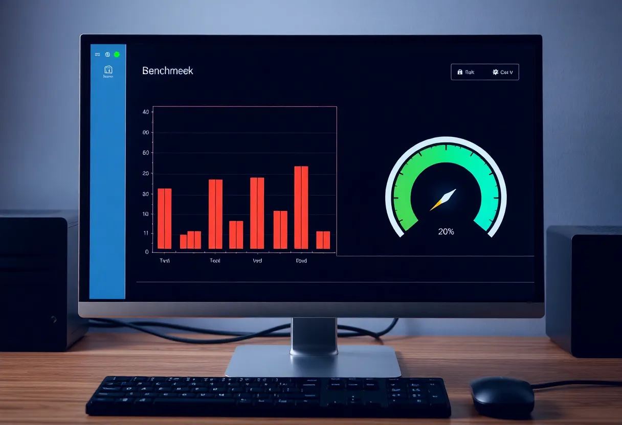 Storage benchmark or speed comparison on a desktop monitor