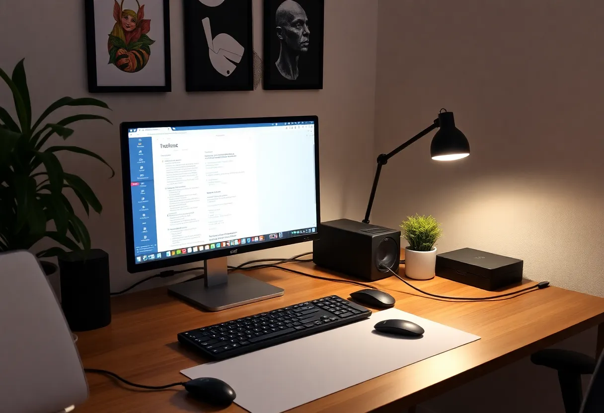 Home office with wired Ethernet and reliable internet setup