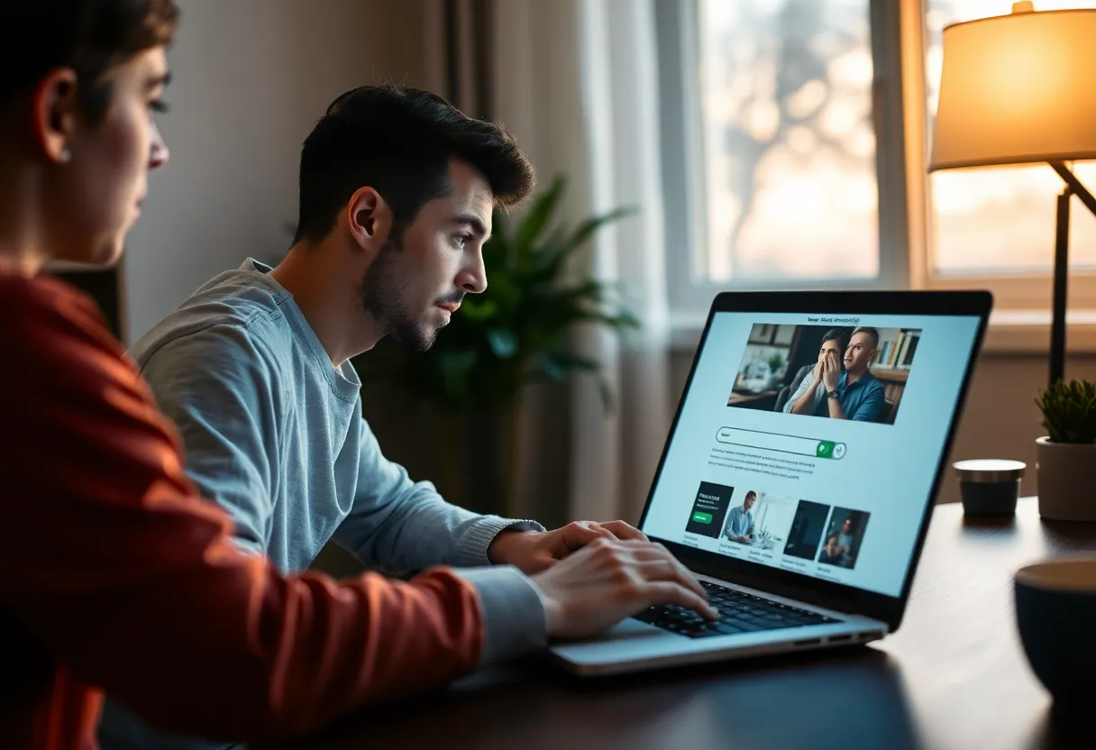 Person frustrated by slow loading on laptop at home