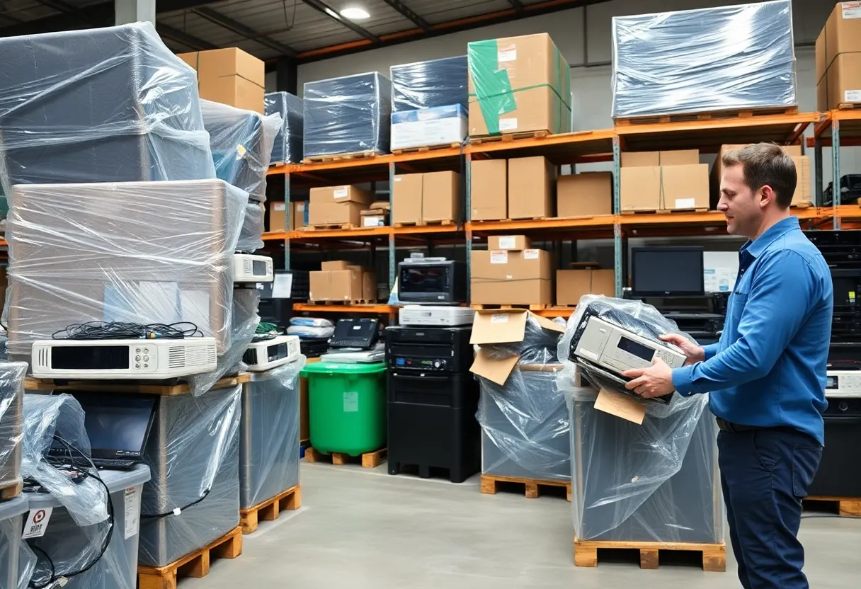 Refurbished electronics in warehouse