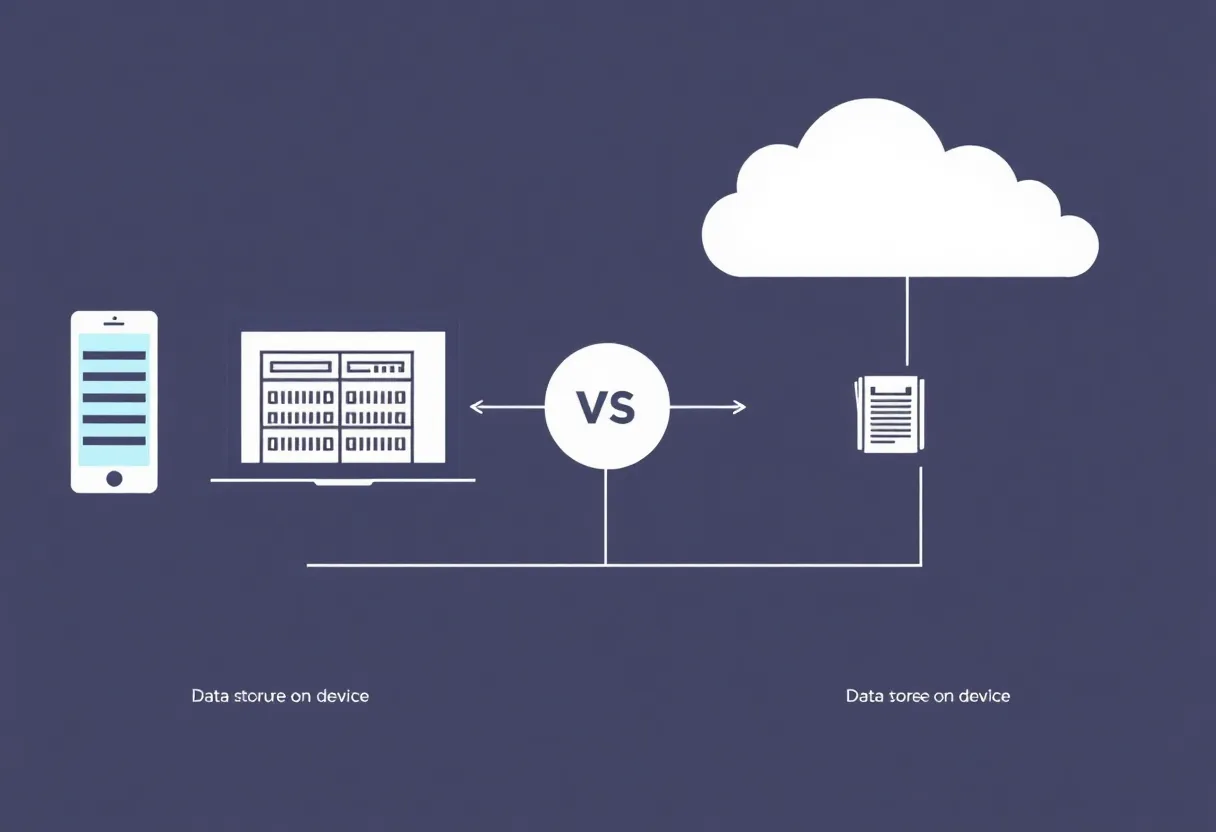 Data on device vs cloud diagram