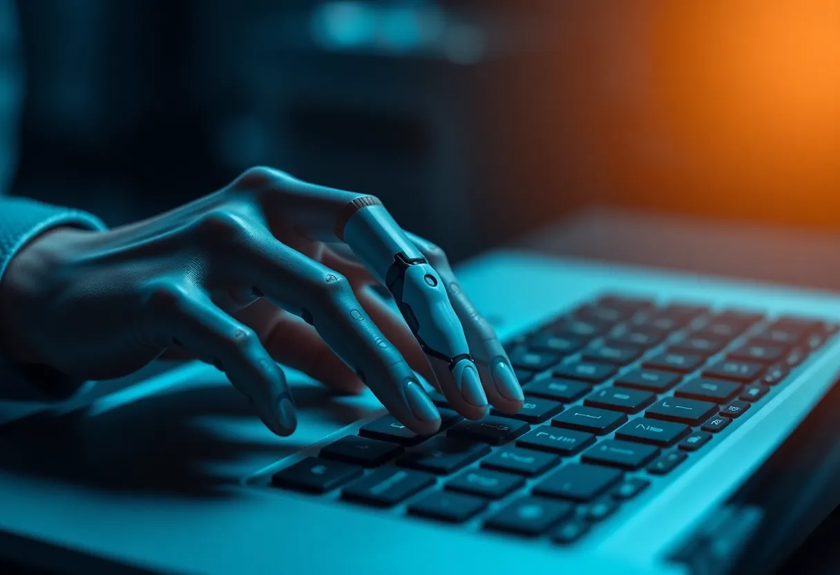 Human and AI collaboration at keyboard