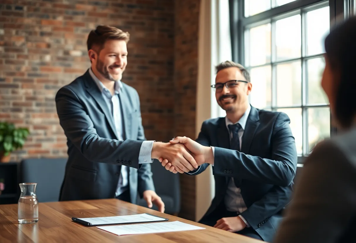 Professional meeting between freelancer and client