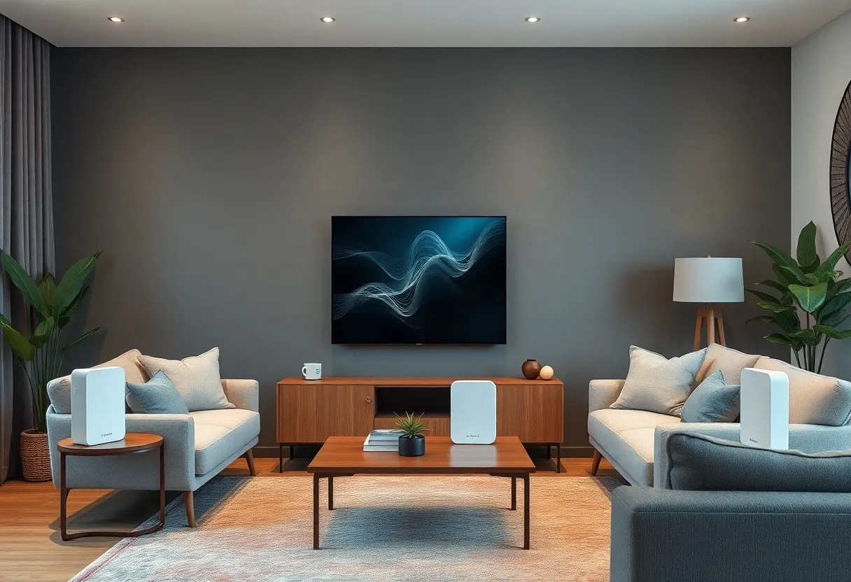Modern mesh WiFi nodes in a home