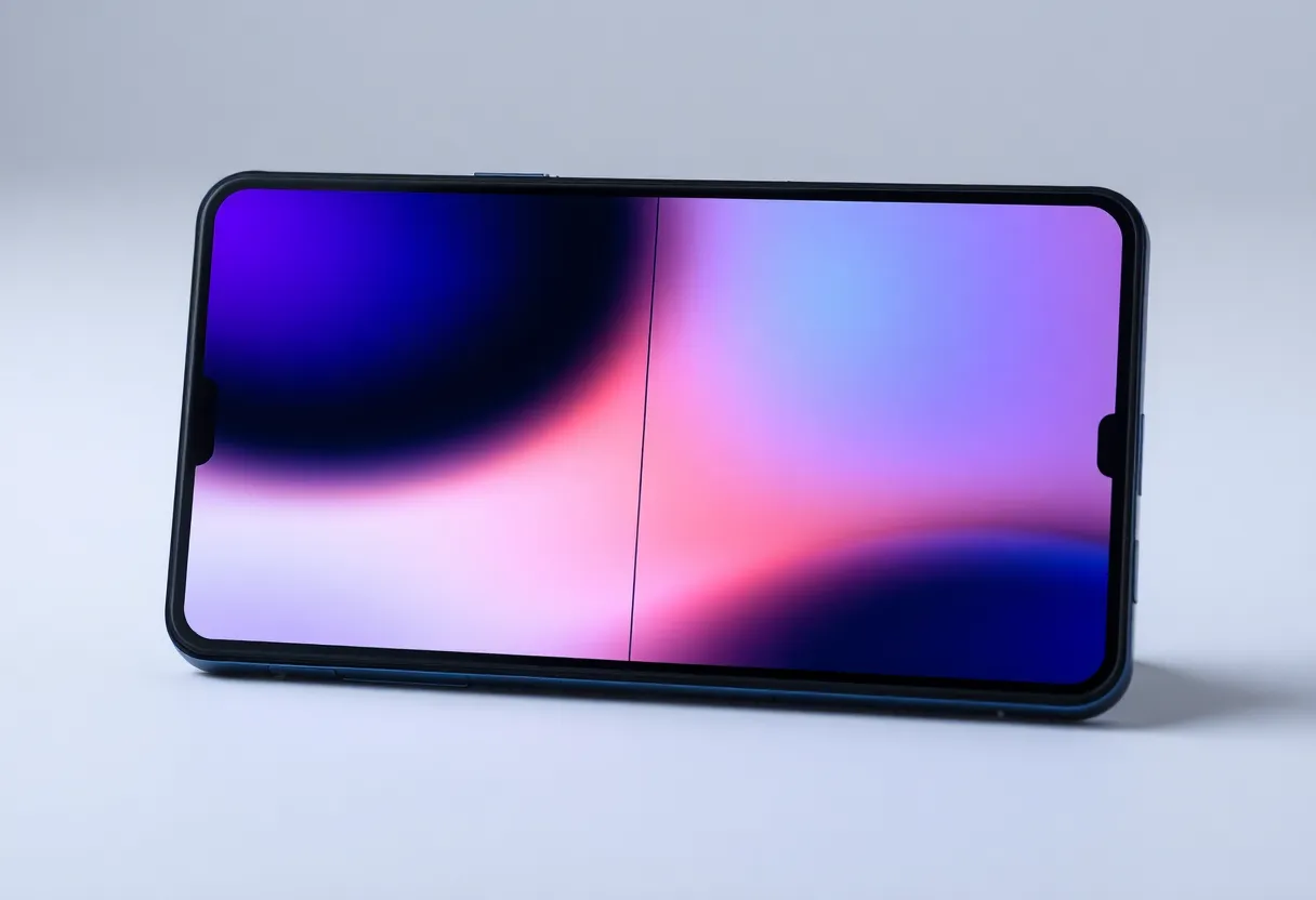 Foldable smartphone unfolded showing flexible OLED display