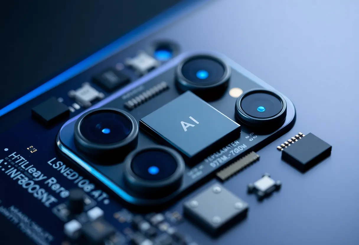 Smartphone camera module with multiple lenses and AI chip