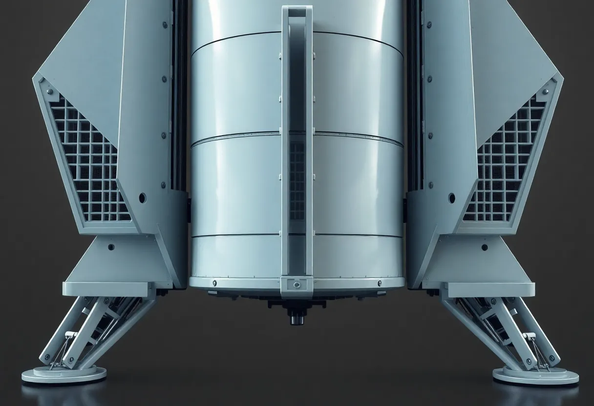 Grid fins and landing legs on rocket booster