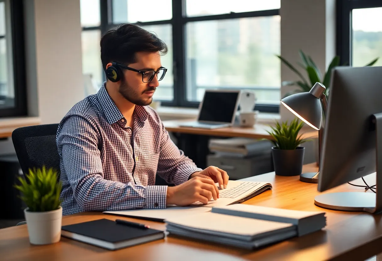 Developer reviewing job offer or resume, career transition