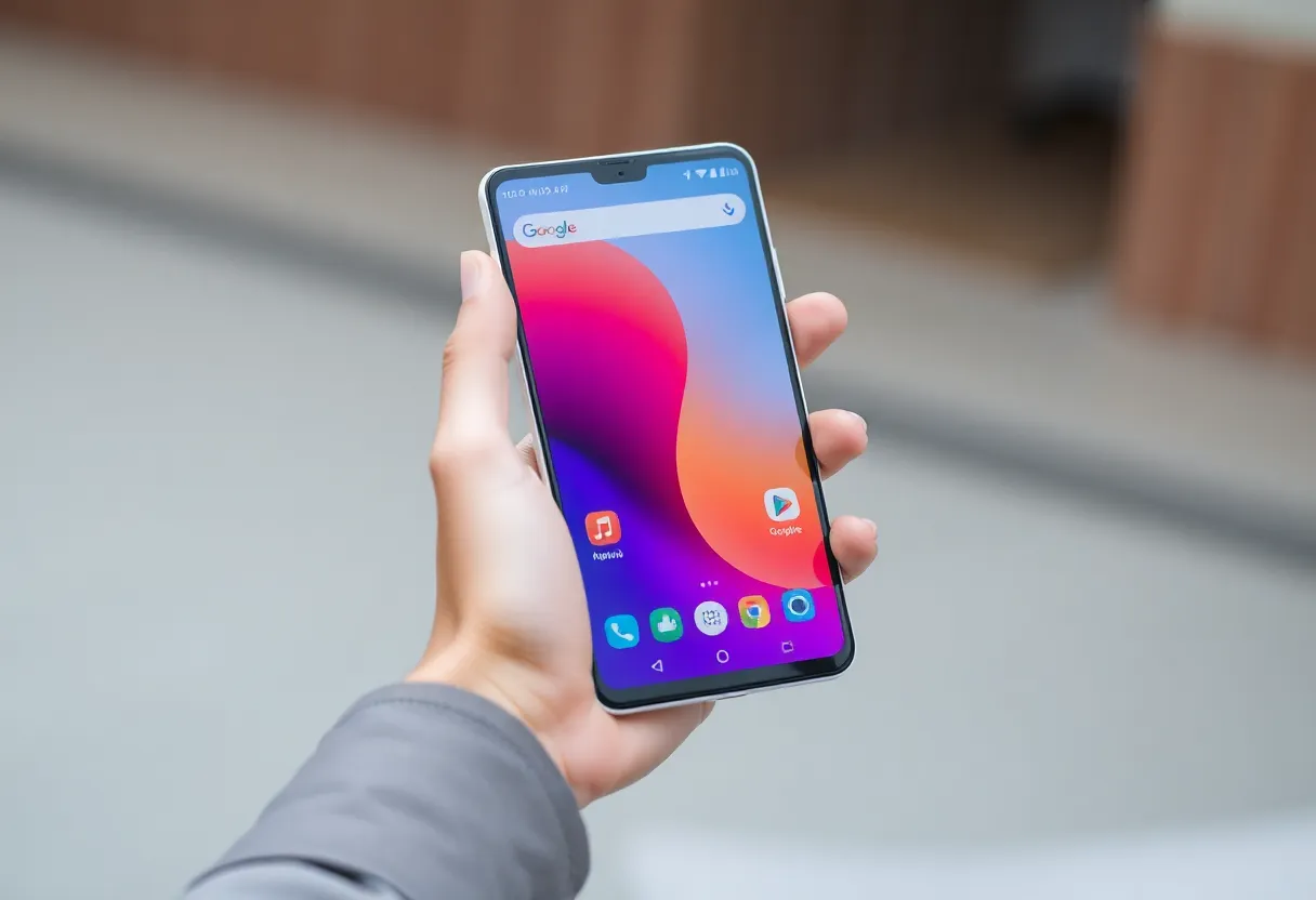 Person using Android phone with one hand