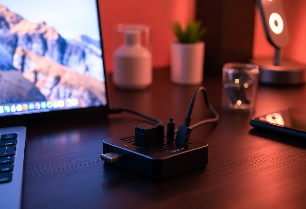 USB-C hub and cable organizer, desk accessories