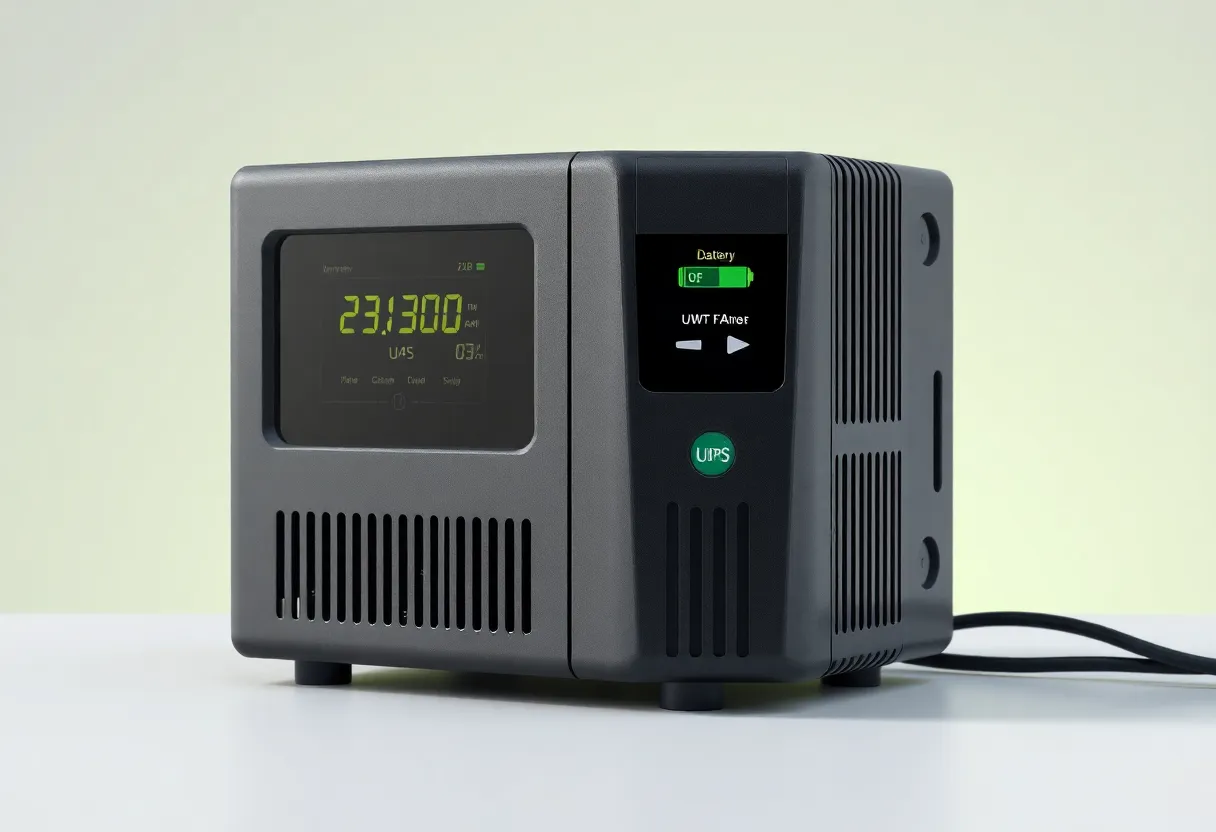 UPS unit with display and battery indicator