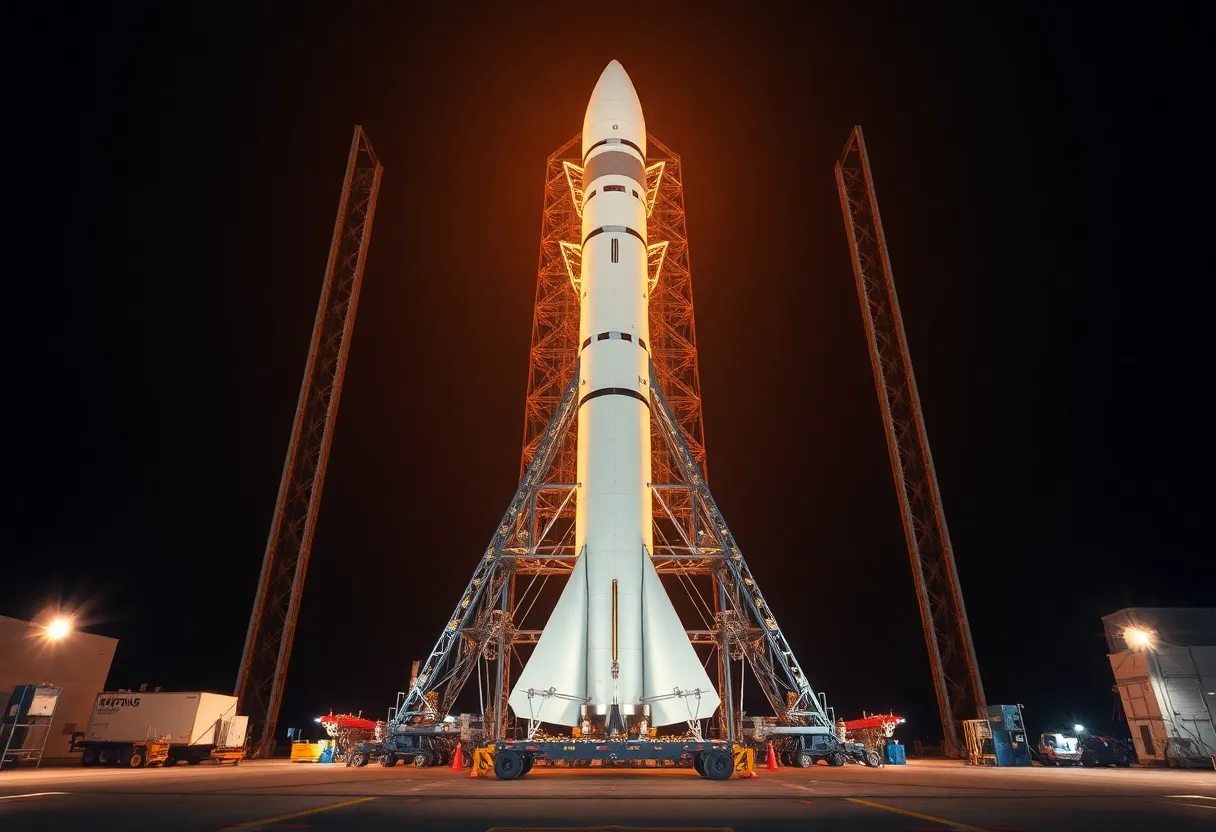 Reusable rocket booster being prepared for reflight