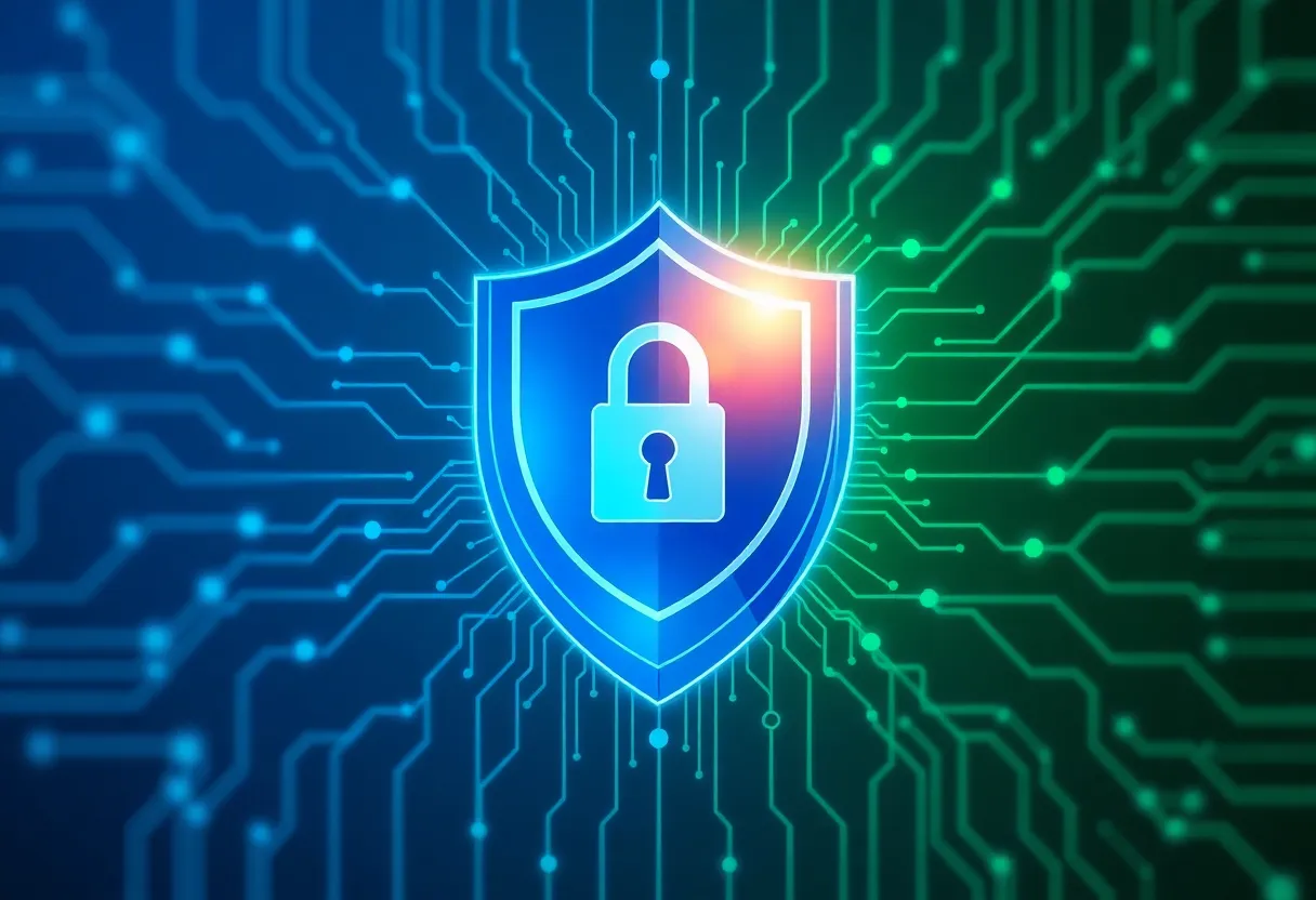 Shield and lock icon, privacy protection concept