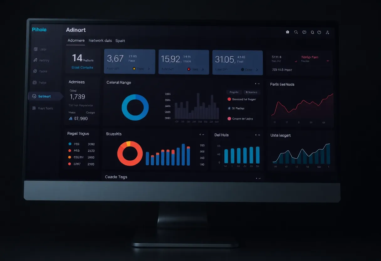 Pi-hole or network stats dashboard with dark theme