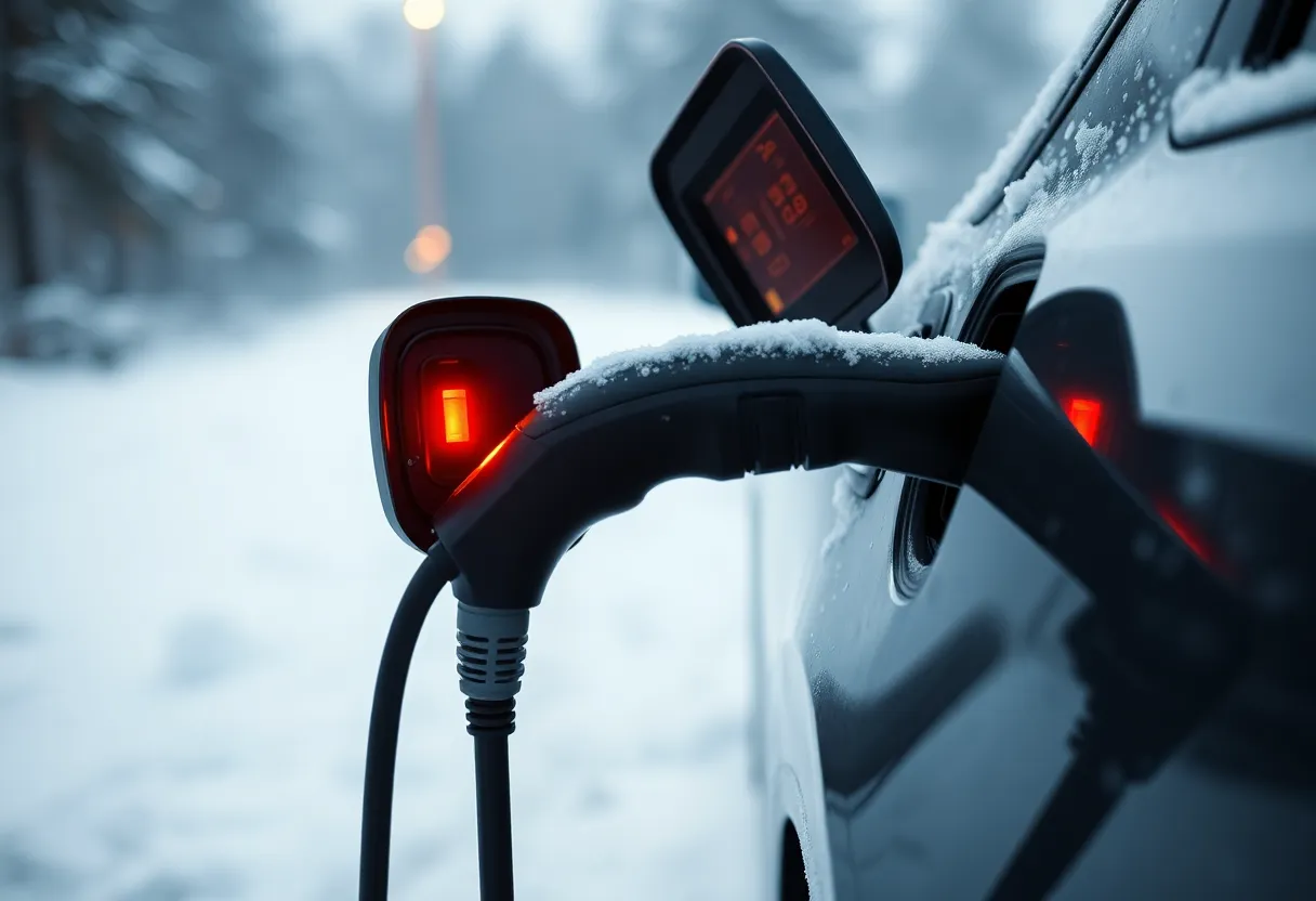 Electric vehicle in winter charging scenario