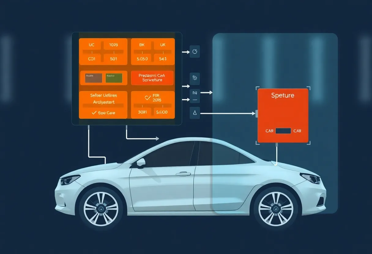 Automotive software and cybersecurity concept