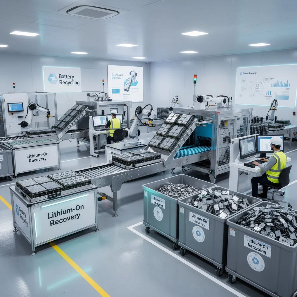 Battery recycling facility with lithium-ion batteries and clean technology