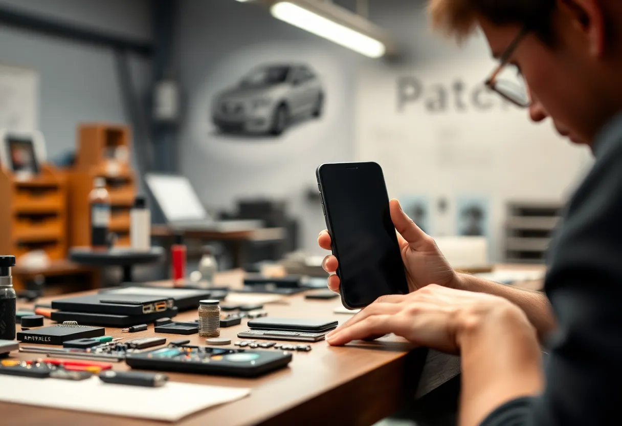 Right-to-repair workshop with user upgrading smartphone components