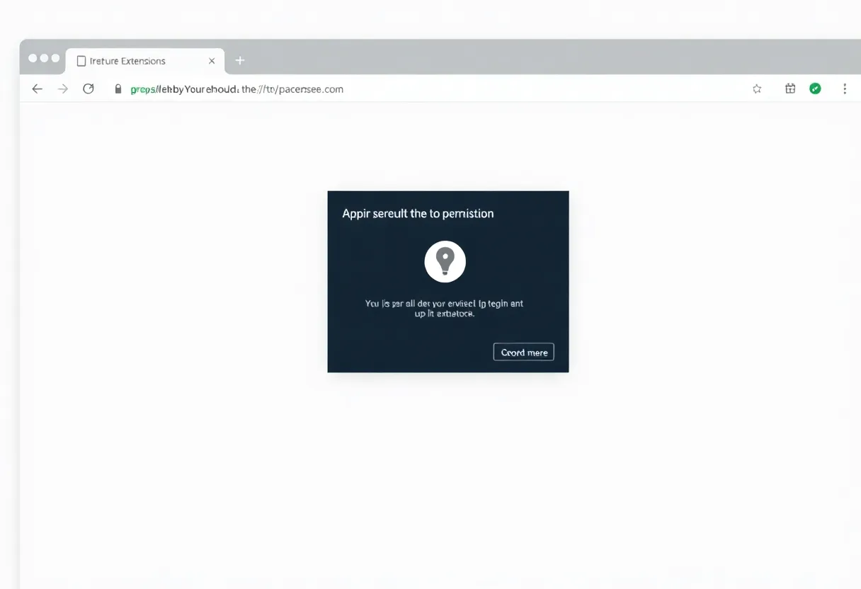 Browser window with extension icons and permission request