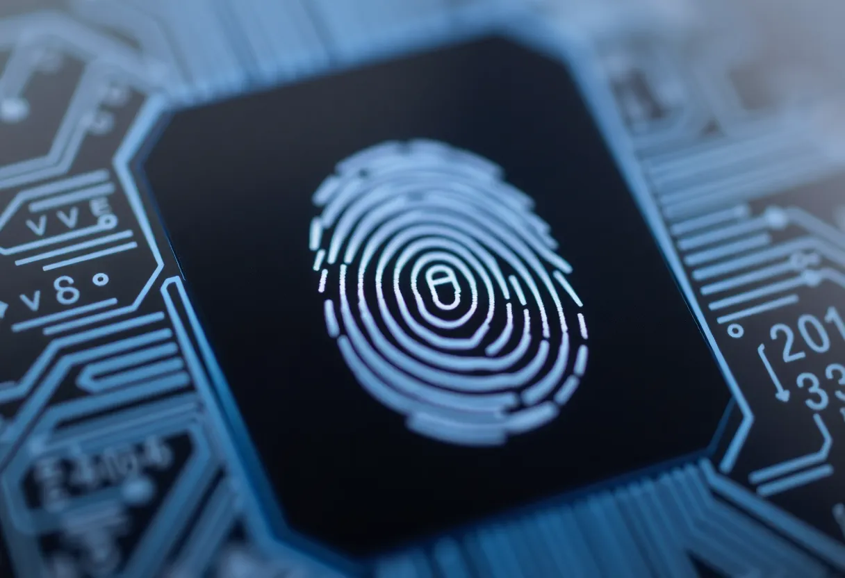 Fingerprint sensor close-up for biometric security