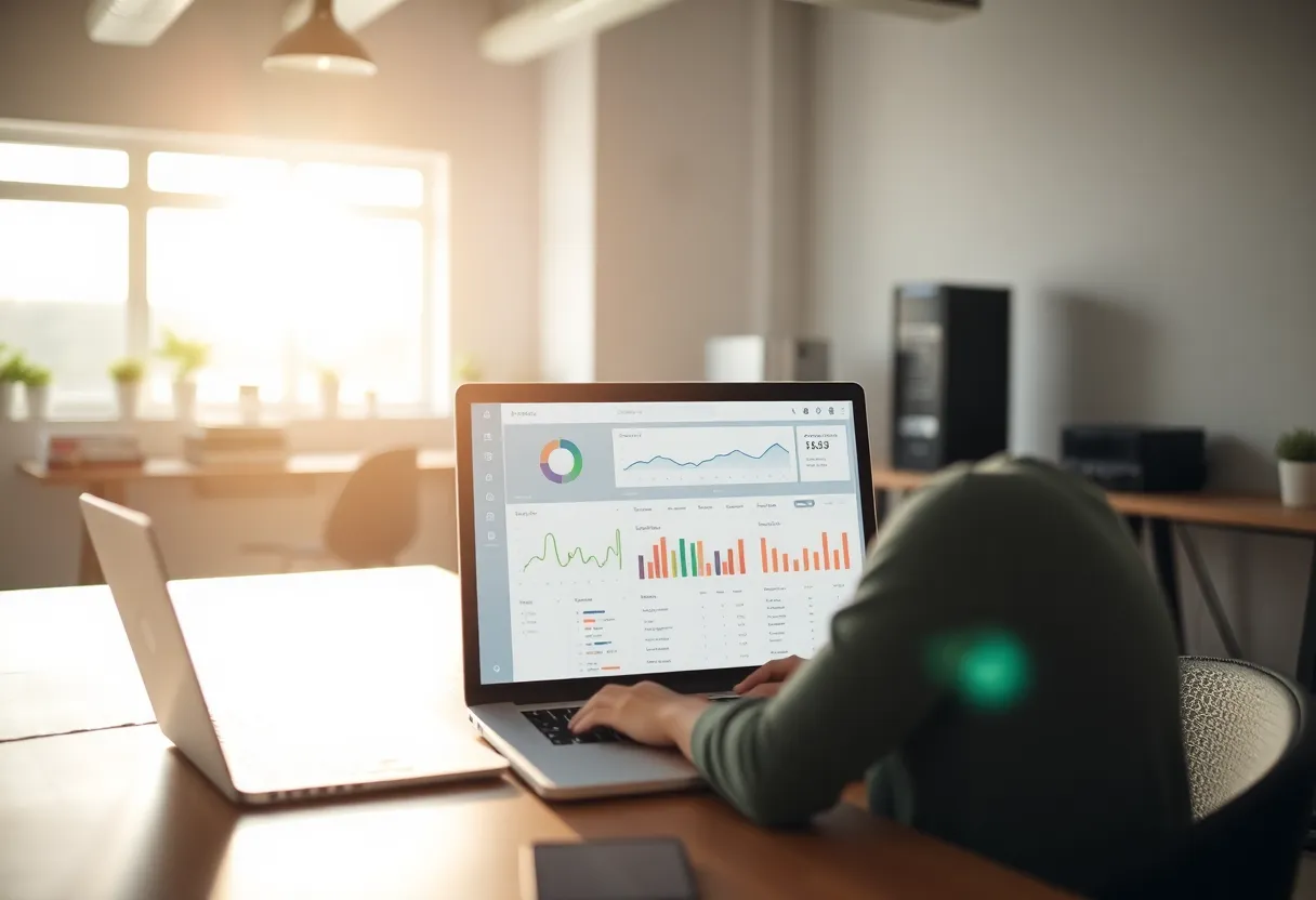 Developer checking server dashboard in indie hacker workspace