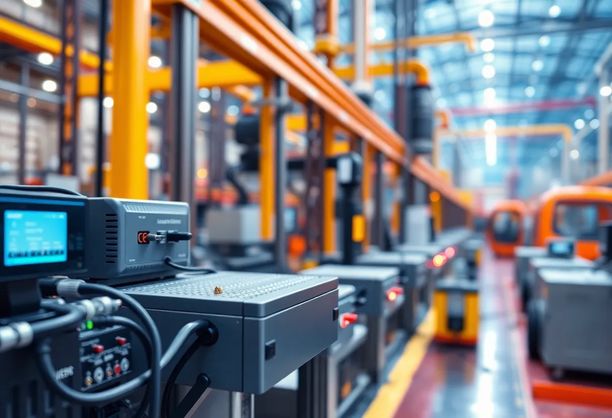 IoT sensors and gateway near factory equipment, edge processing