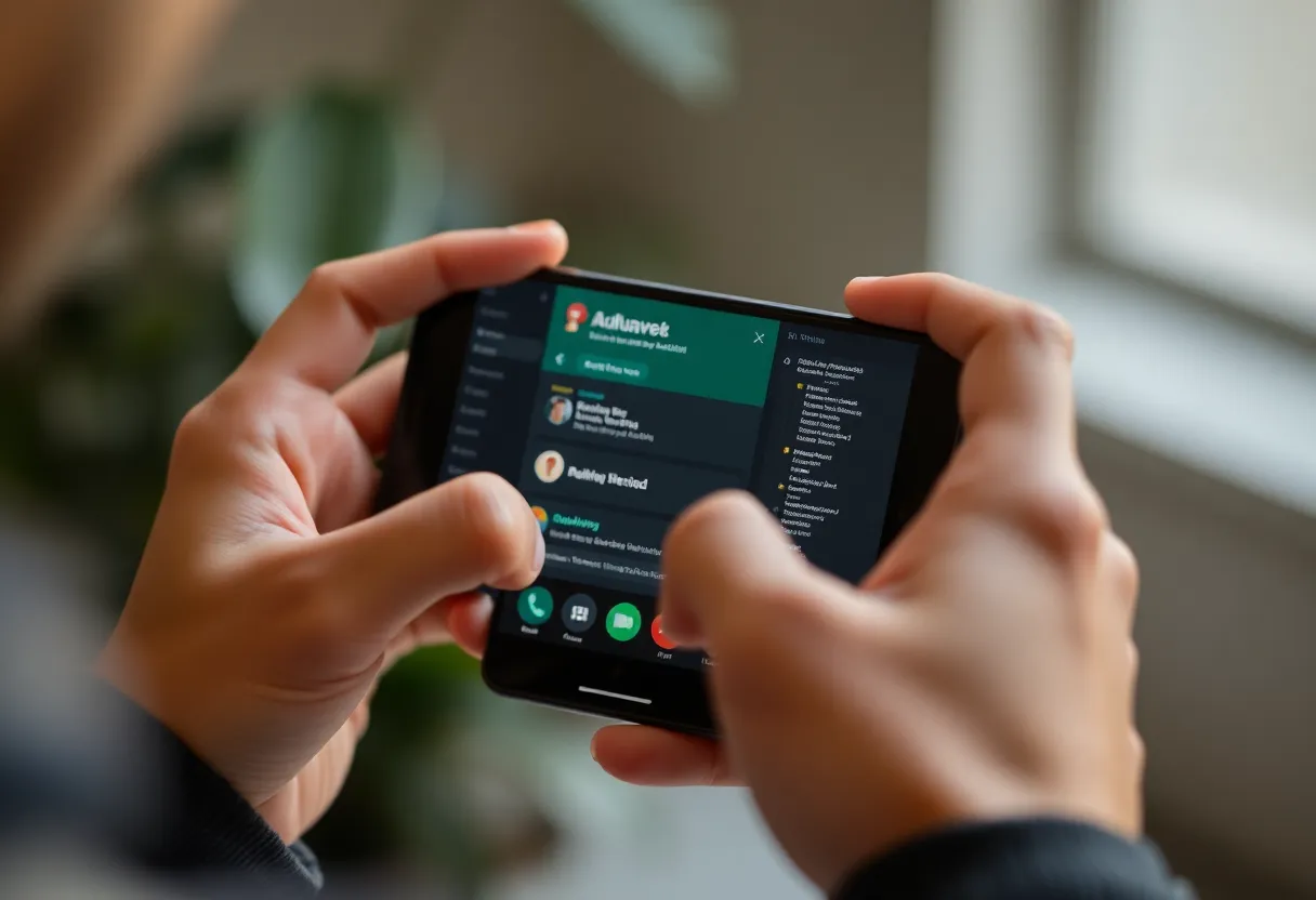 Person installing app on smartphone