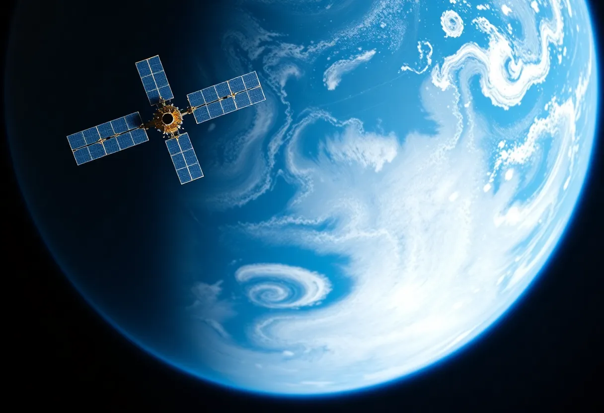 Satellite communication above Earth, space technology