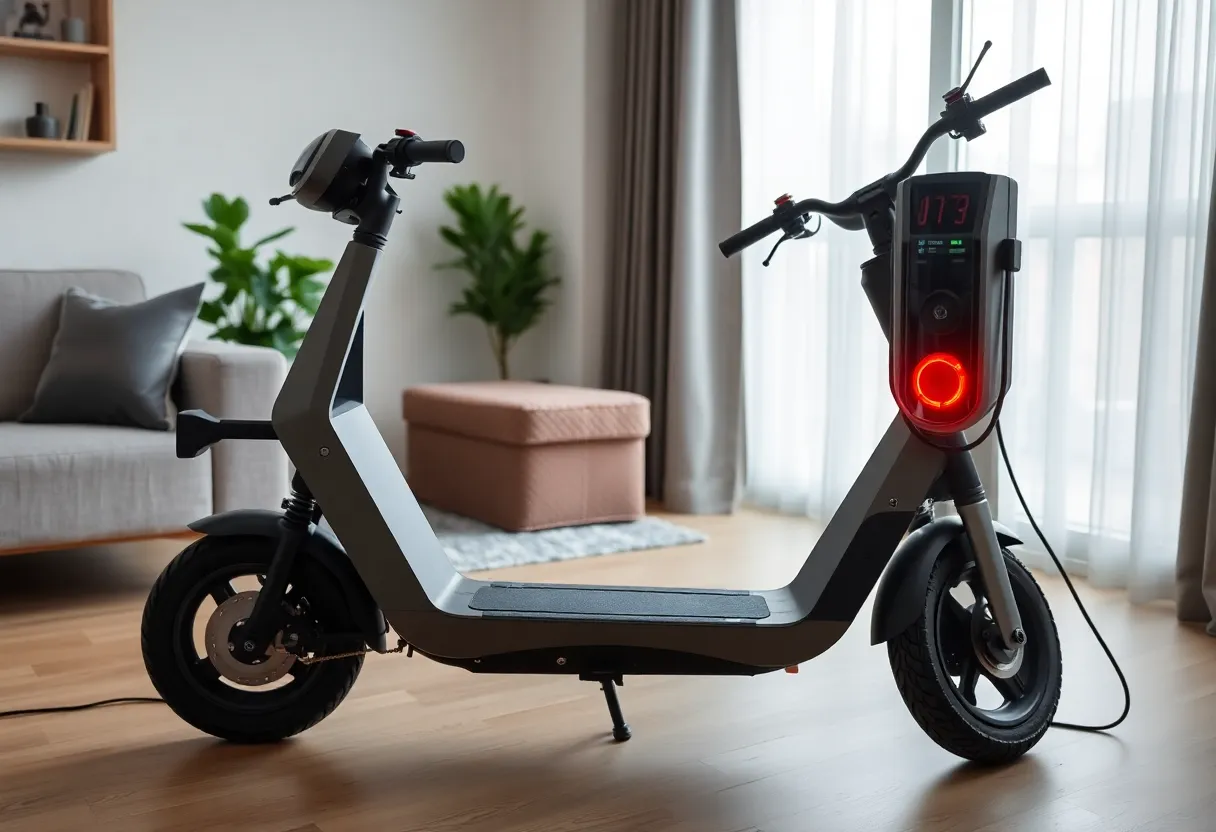 Electric scooter battery and charger at home