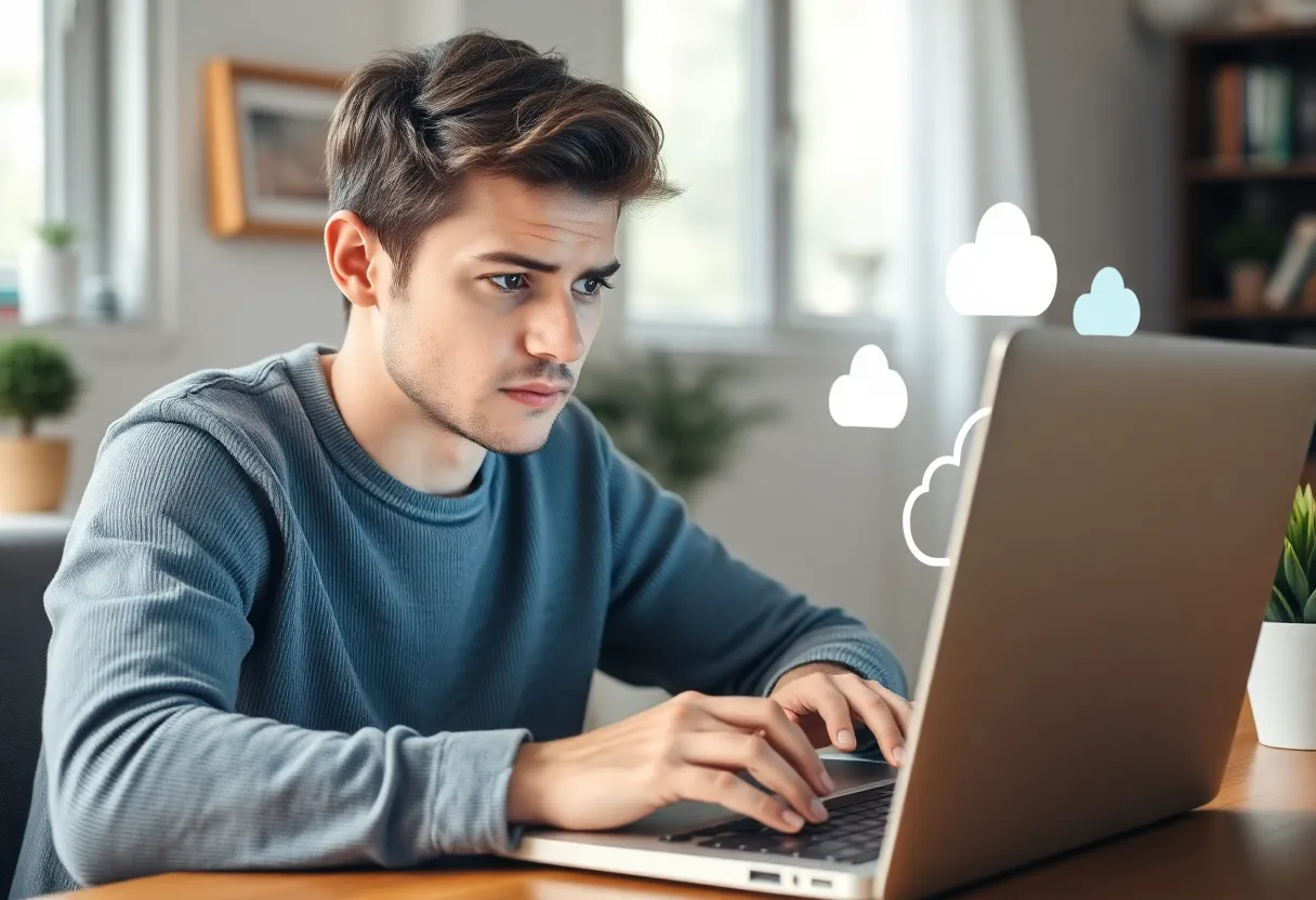 Person reviewing cloud storage and data