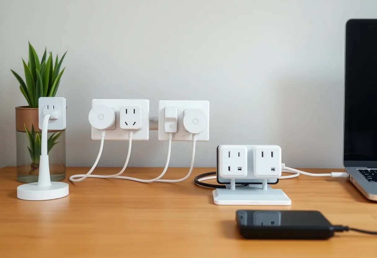 Multiple smart plugs in a modern home office