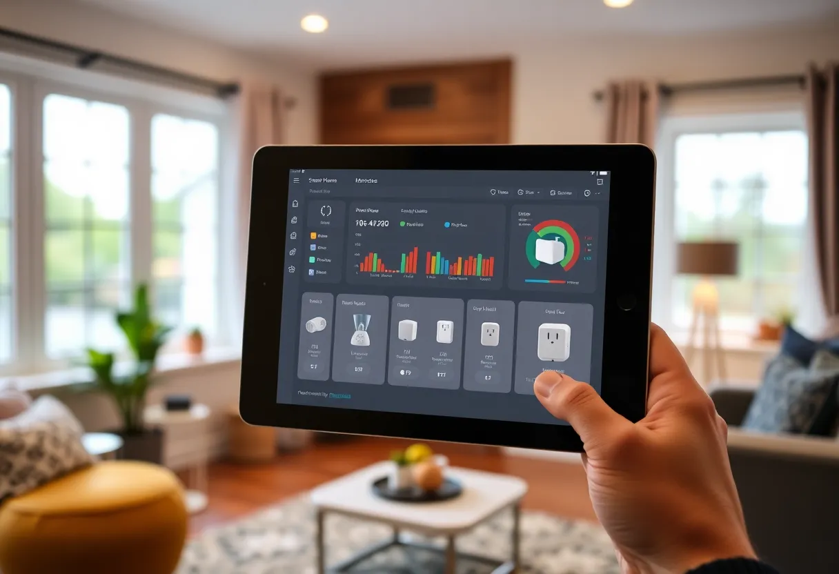 Smart home dashboard showing connected devices