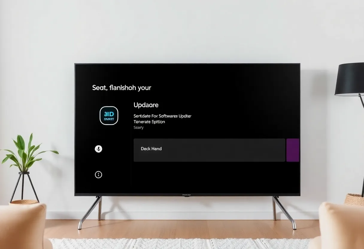 TV software update notification on screen