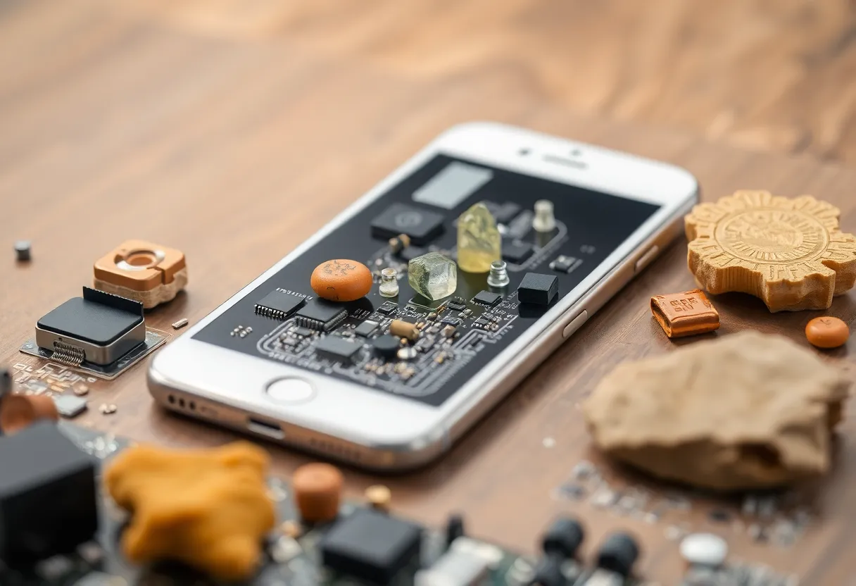 Smartphone and circuit components linked to mineral supply chain