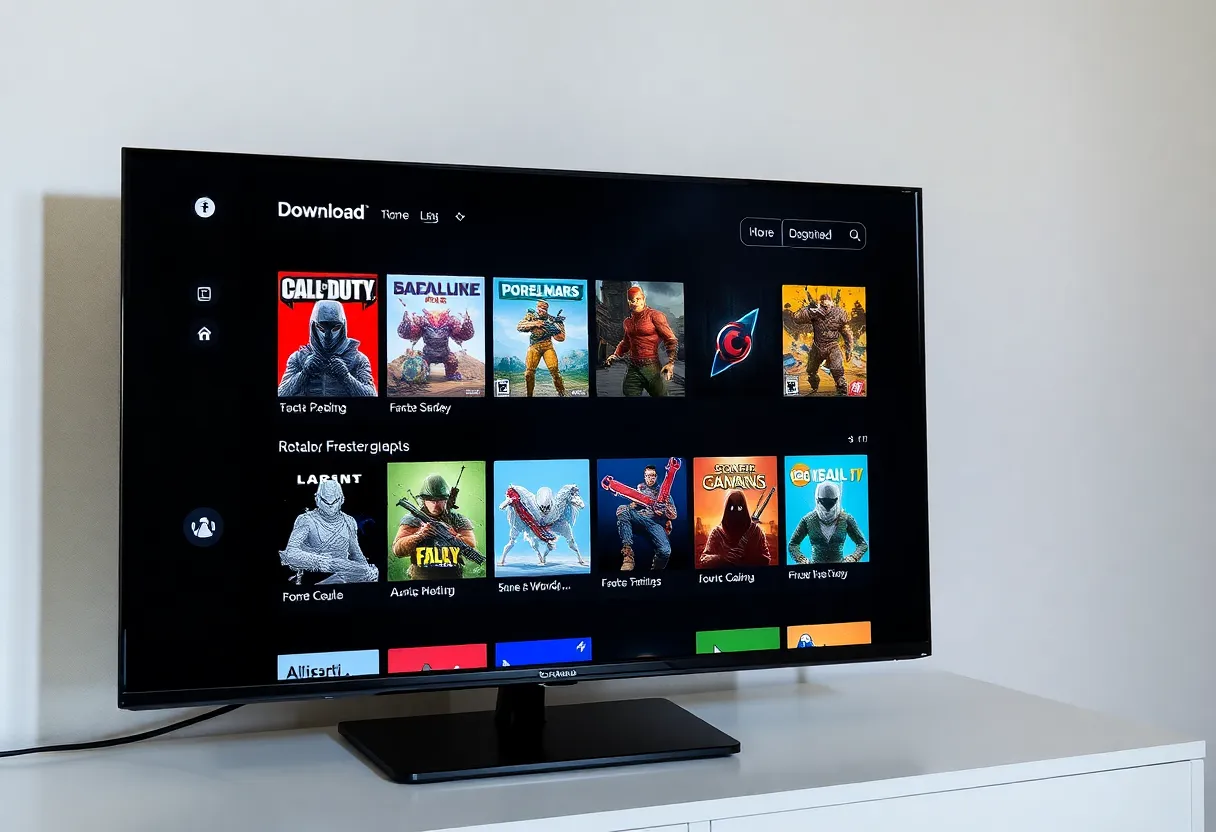 Digital game store and download queue on screen