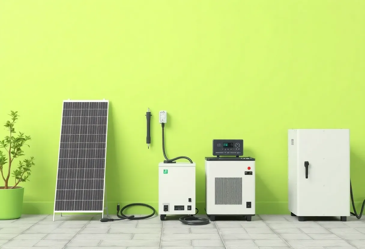 Solar battery and inverter setup for home office backup power