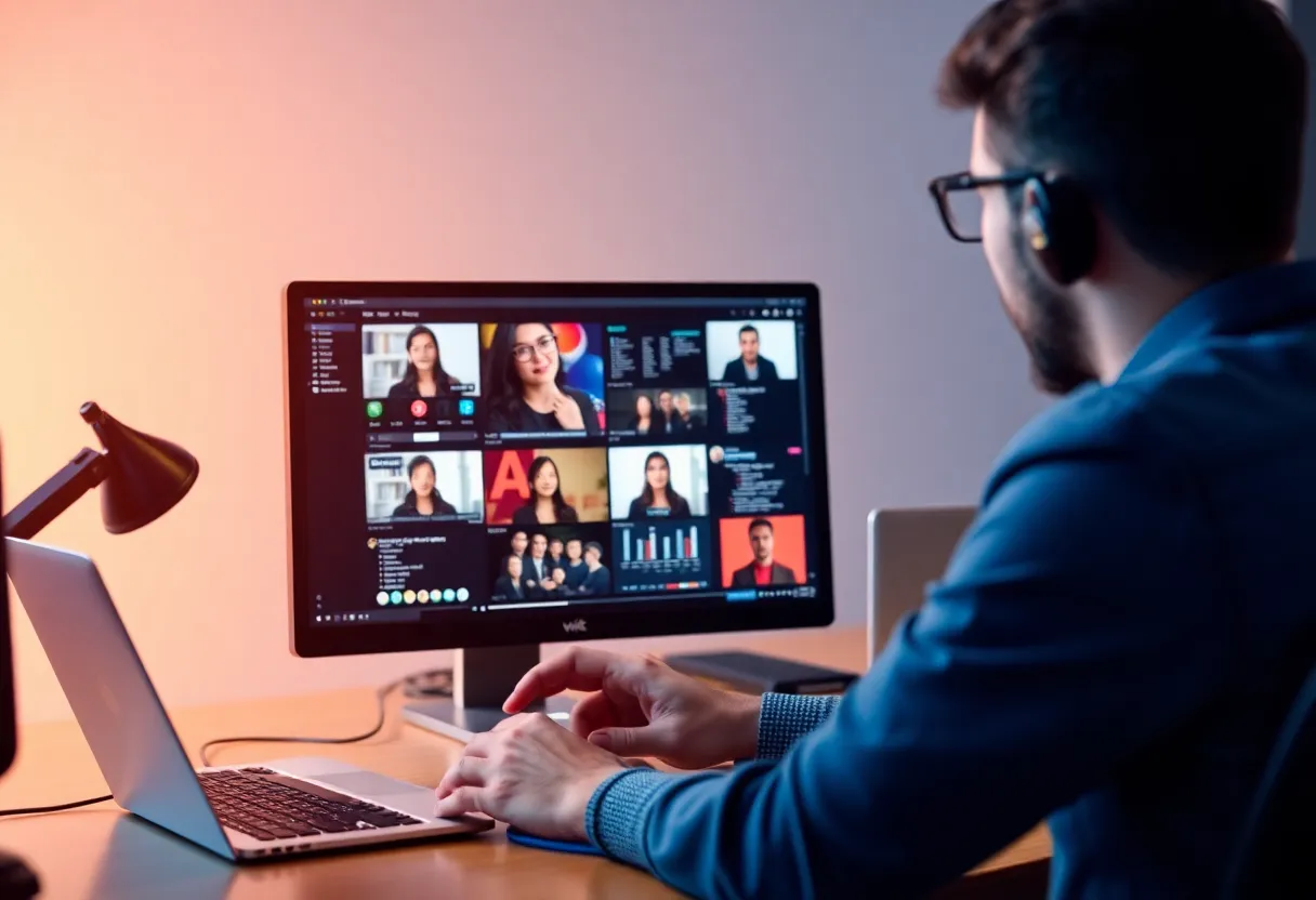 Recruiter reviewing developer portfolio on screen