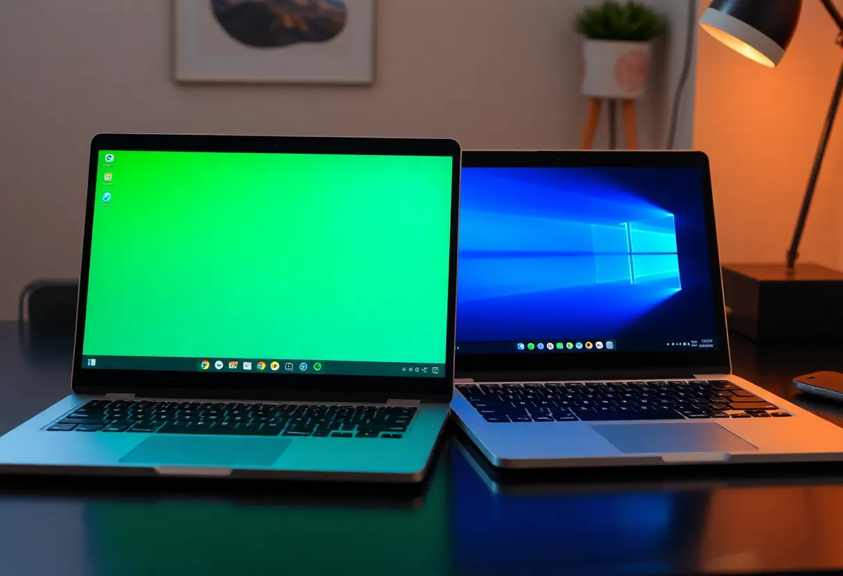 Chromebook and traditional laptop side by side comparison