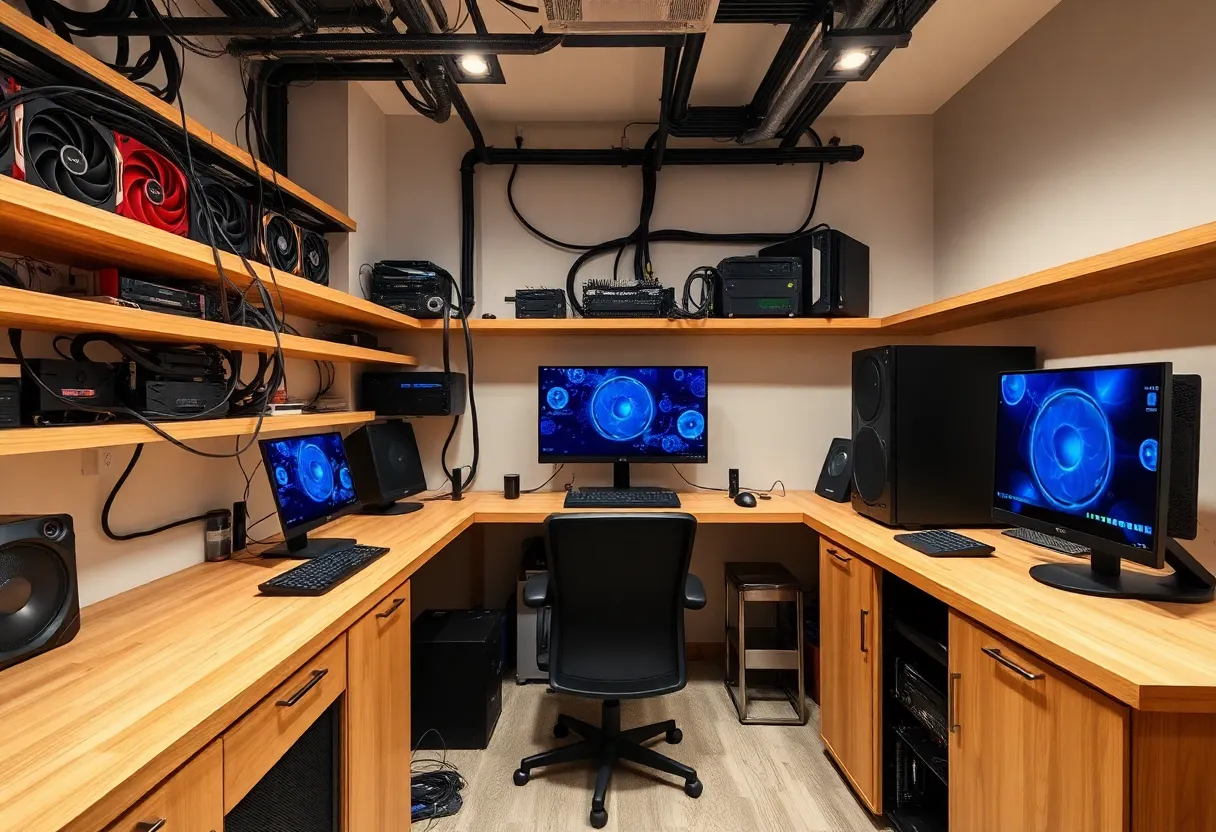 Multiple GPUs or AI inference hardware in a home lab setup.