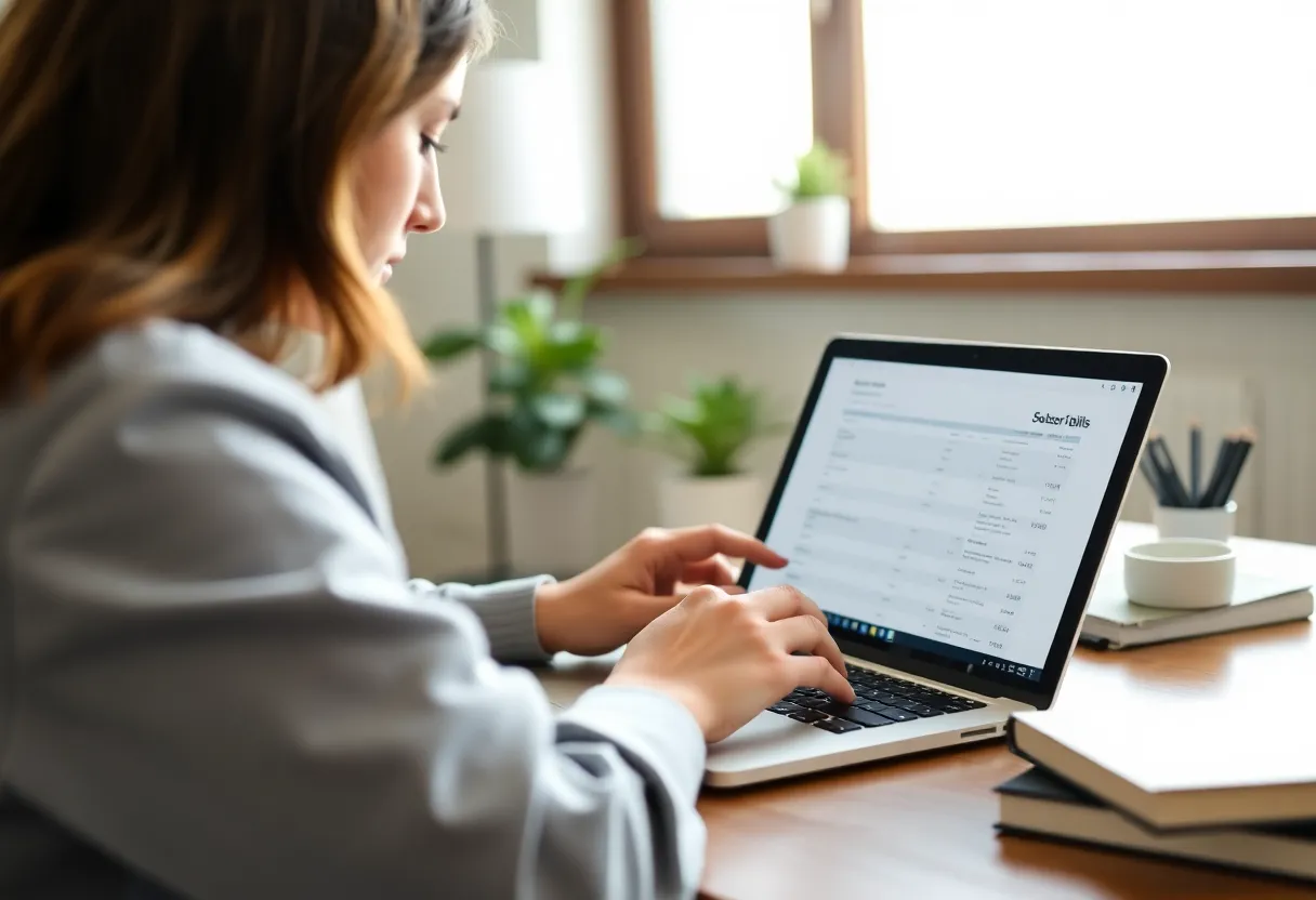 Person reviewing subscription bills