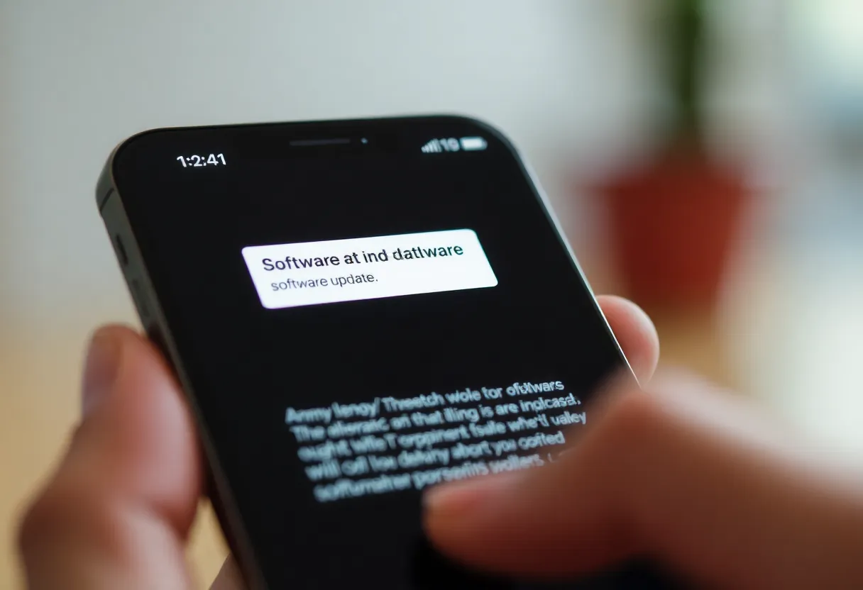 Smartphone receiving software update notification