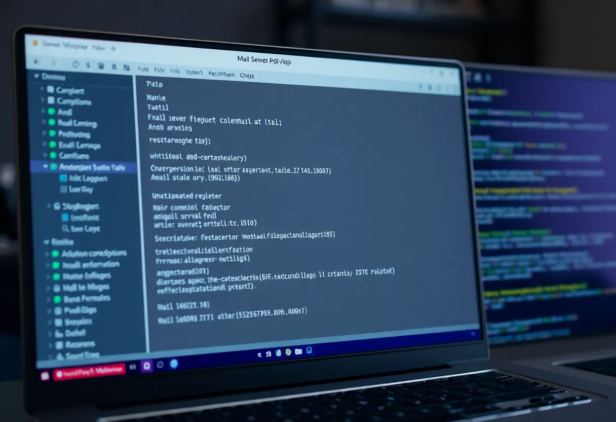 Terminal screen showing mail server configuration